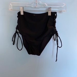 High waisted black bikini bottoms
